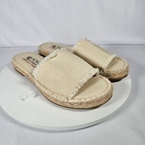 BOBS from Skechers Memory Foam Espadrille Fringe Slide Sandals - Women's 6‎ NWOT
